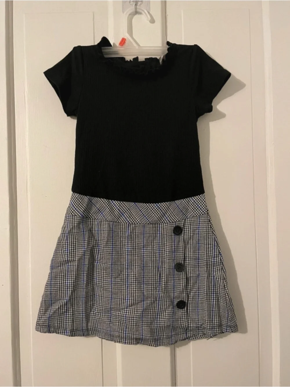 wonder nation Purple Moto Jacket with Black-and-White Plaid Skirt Size 4/5 Years